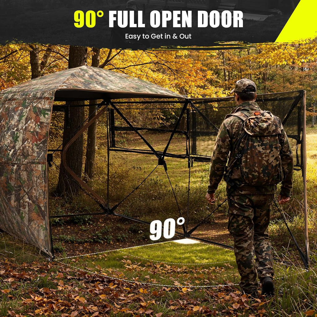 Portable Hunting Blind - 270°/288°/360°See Through with Floor Mat Dual Door