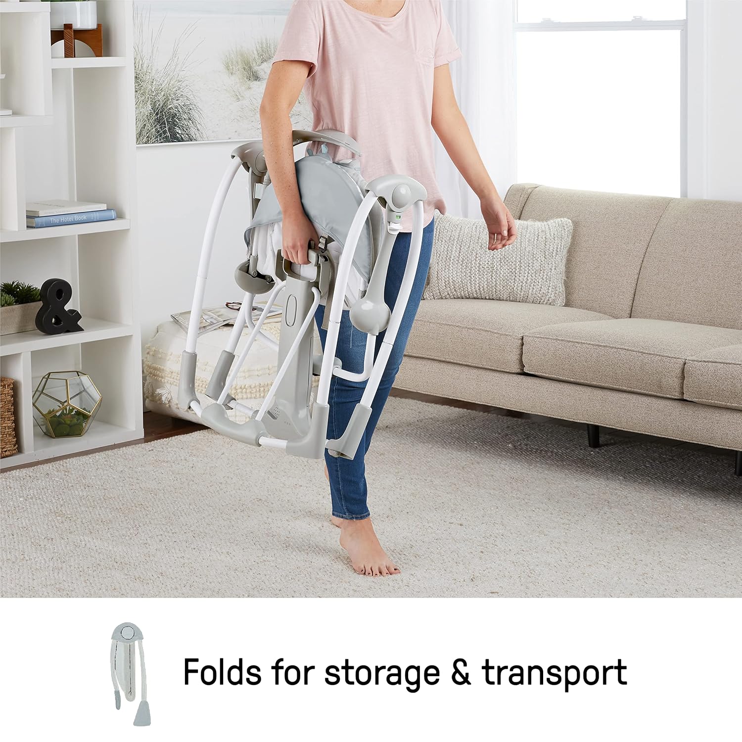 ConvertMe 2-in-1 Compact Portable Automatic Baby Swing & Infant Seat, Battery-Powered Vibrations, Nature Sounds, 0-9