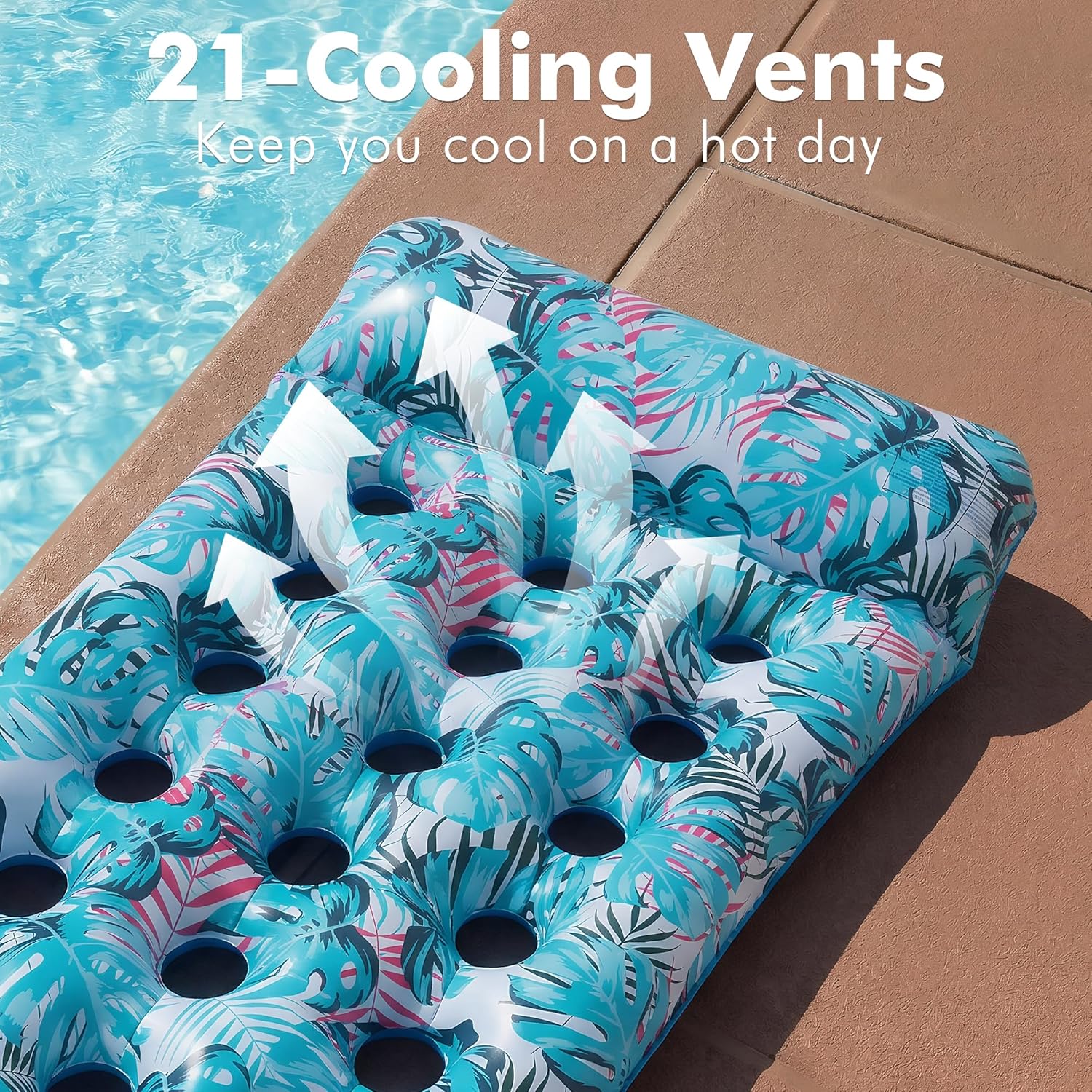 2 Pack Inflatable Pool Float Mat, Giant Pool Floats Adult Size with Headrest, Lake Float Raft Water Lounger