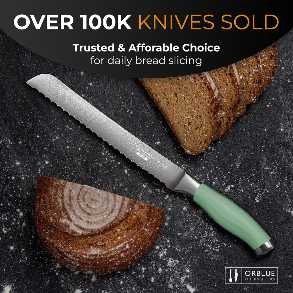Serrated Bread Knife with Upgraded Stainless Steel Razor Sharp Wavy Edge Width - Bread Cutter Ideal for Slicing