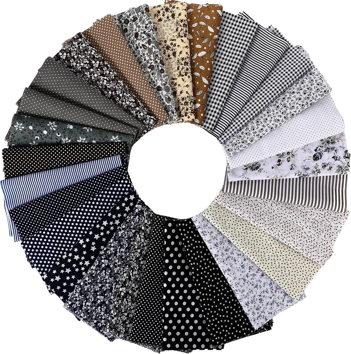 28 Pcs 20 x 20 Inch Cotton Fabric Squares for Quilting Craft, Fat Quarters Fabric, Floral Printed Cloth, Multicolor