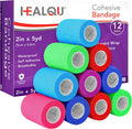 Self Adhesive Bandage Wrap – 12 Rolls 2in x 5yd Cohesive Tape for Athletic and Sports - Self Adherent Medical Tape