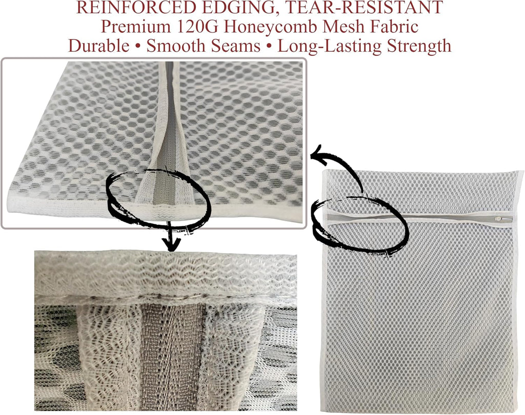 Mesh Laundry Bags for Delicates – 3 Pack (12”×16”) with Color-Coded Zippers, Protects Clothes from Damage, Breathable