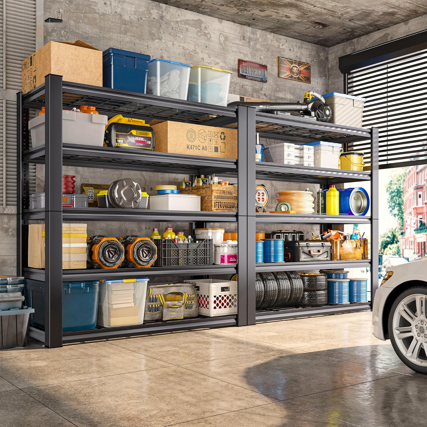 72" H Garage Shelving, 3010LBS Heavy Duty Storage Shelves, Tool-Free Adjustable Industrial Organizer Shelf for Garage
