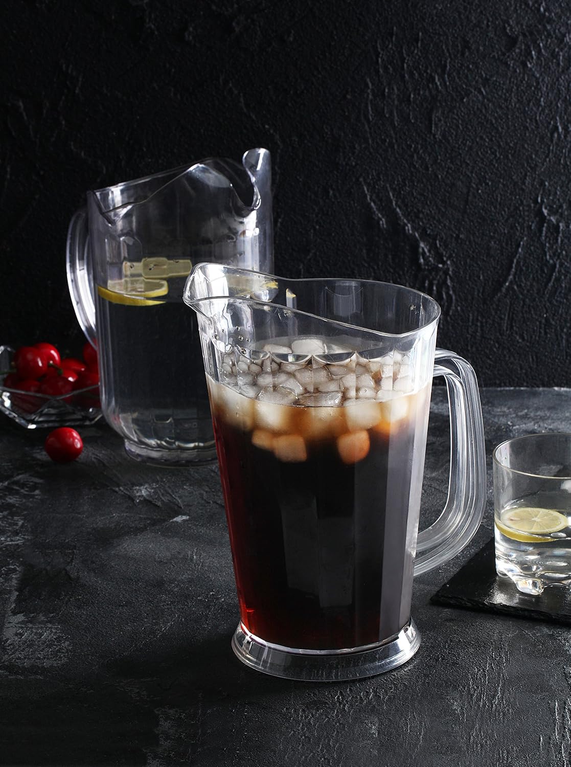 Plastic Restaurant-Grade Water Pitcher with 3 Spouts, 60-Ounce, Clear