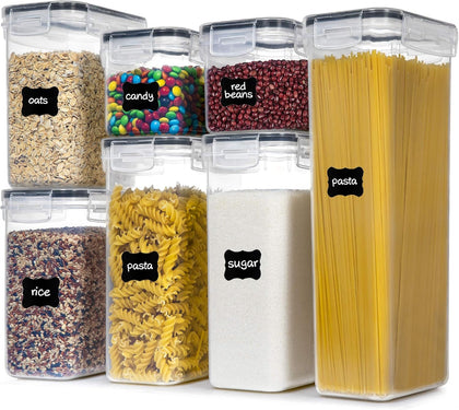 Airtight Food Storage Containers with Lids, 7 PCS BPA Free Kitchen Canisters for Spaghetti, Pasta, Dry Food, Flour