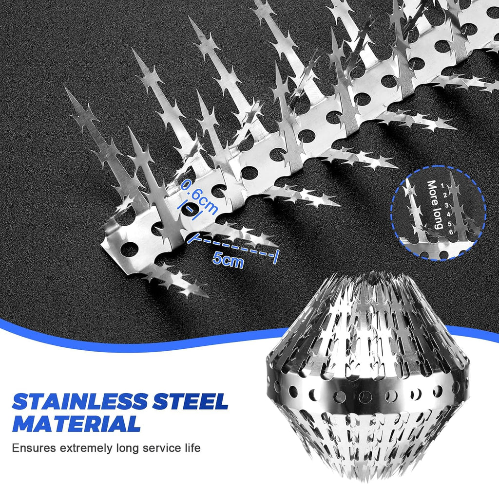 Bird Spikes, Squirrels Spike, Raccoon Snake Deterrent, Squirrel Spikes, Stainless Steel Squirrel baffles for Bird