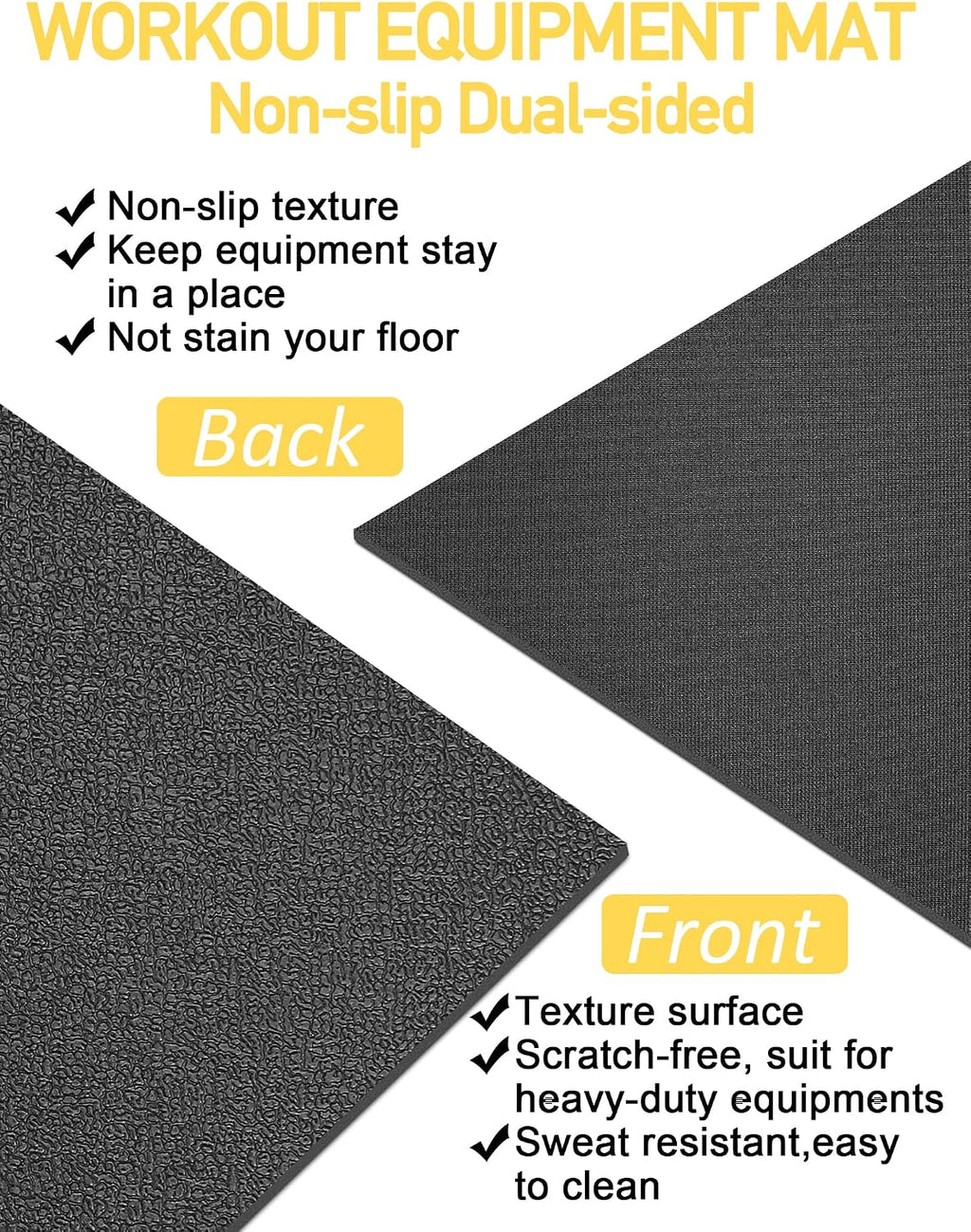 Treadmill Mat,60" x 30",6mm Thickness Exercise Equipment Mat for Carpet Hardwood Floors, Compatible with Walking