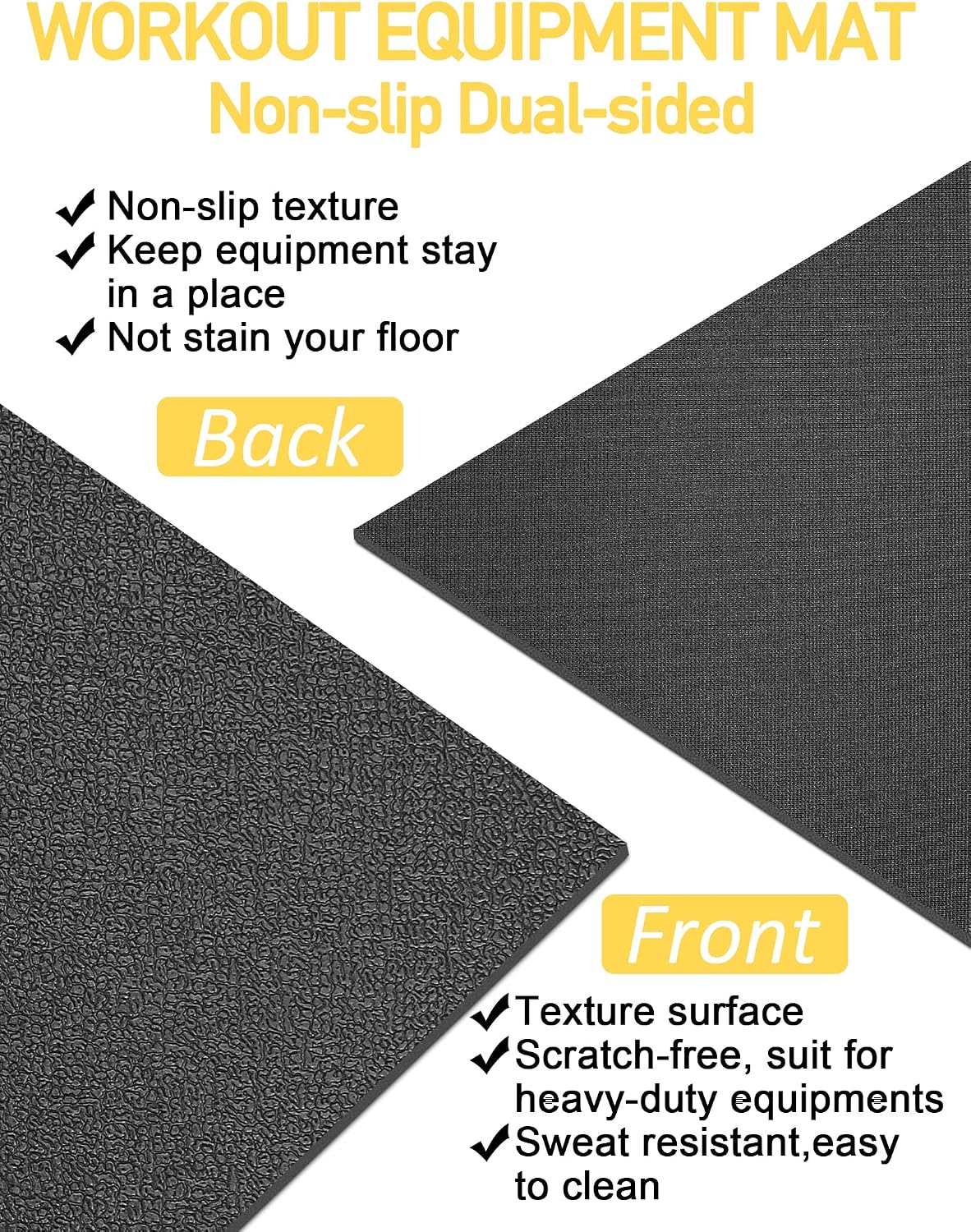 Treadmill Mat,60" x 30",6mm Thickness Exercise Equipment Mat for Carpet Hardwood Floors, Compatible with Walking