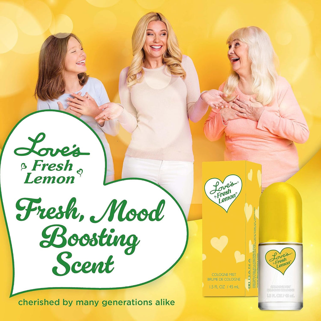 Love's Fresh Lemon Cologne Mist 1.5 Fl. Oz. Invigorating and Uplifting Lemon Scented Body Mist for Women, Classic