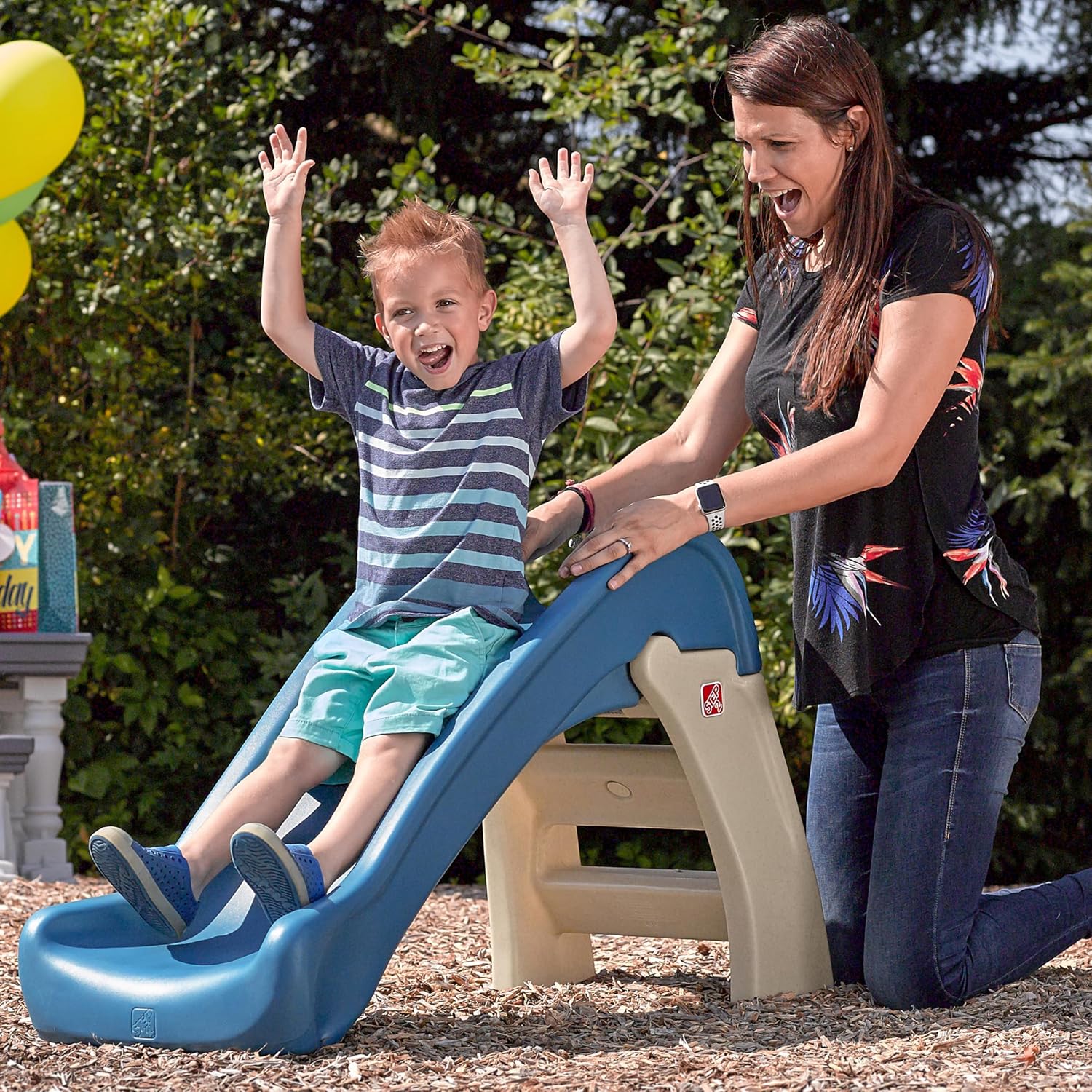 Play & Fold Junior Slide, Kids Indoor/Outdoor Play Slide, Backyard Playground Set, Easy Grip, Wide Ladder, Outside