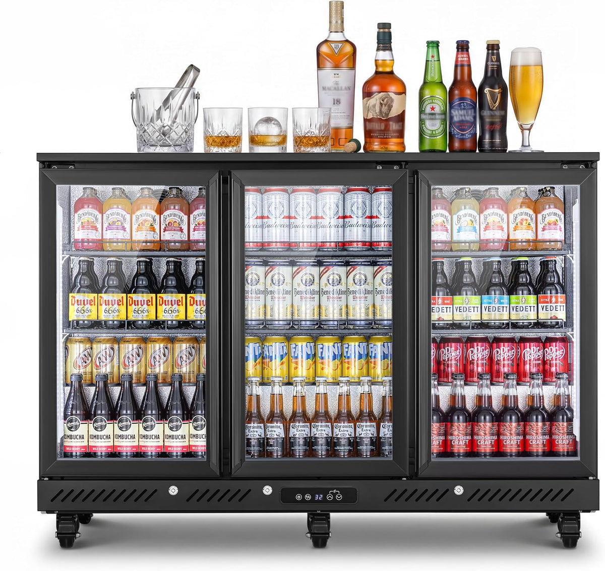 Back Bar Cooler, 11.3 Cu.Ft Commercial Refrigerator with Low-E Glass
