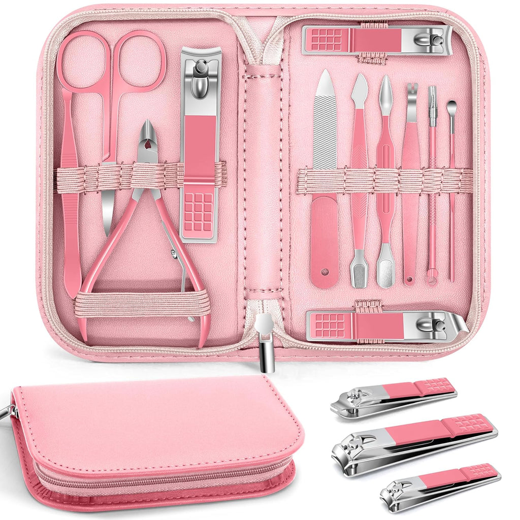 Manicure Pedicure Set, 12 Pcs Nail Care Kit for Women, Mens Nail Grooming Kit, Manicure & Pedicure Tools &