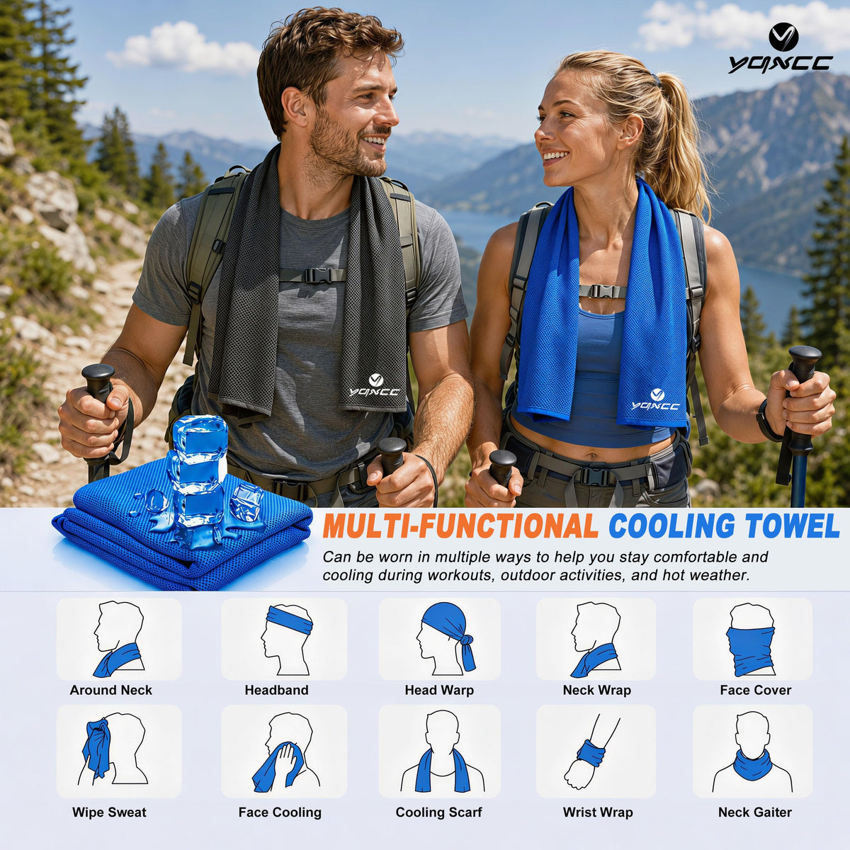 4 Pack Cooling Towels, 40"x12", Ice Cool Towels for Neck & Face