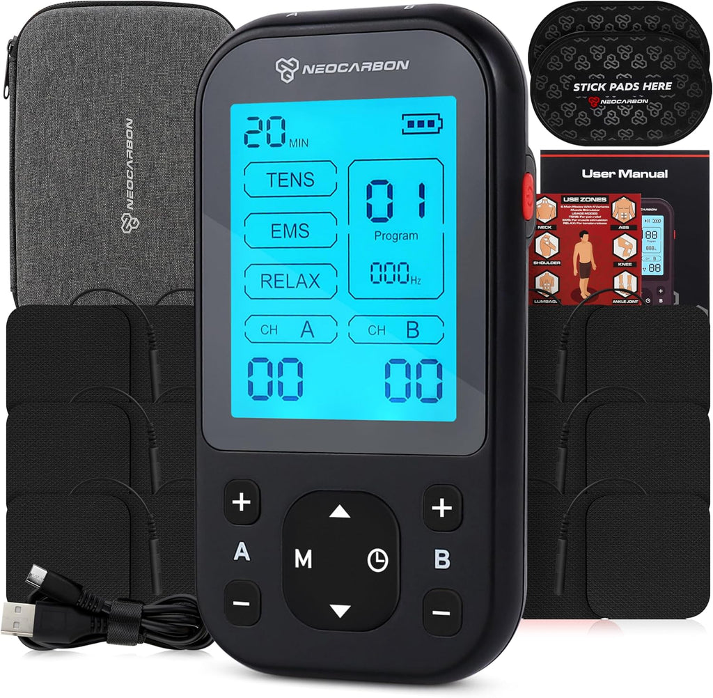 TENS Unit Muscle Stimulator Pro for Back Pain Relief, Black