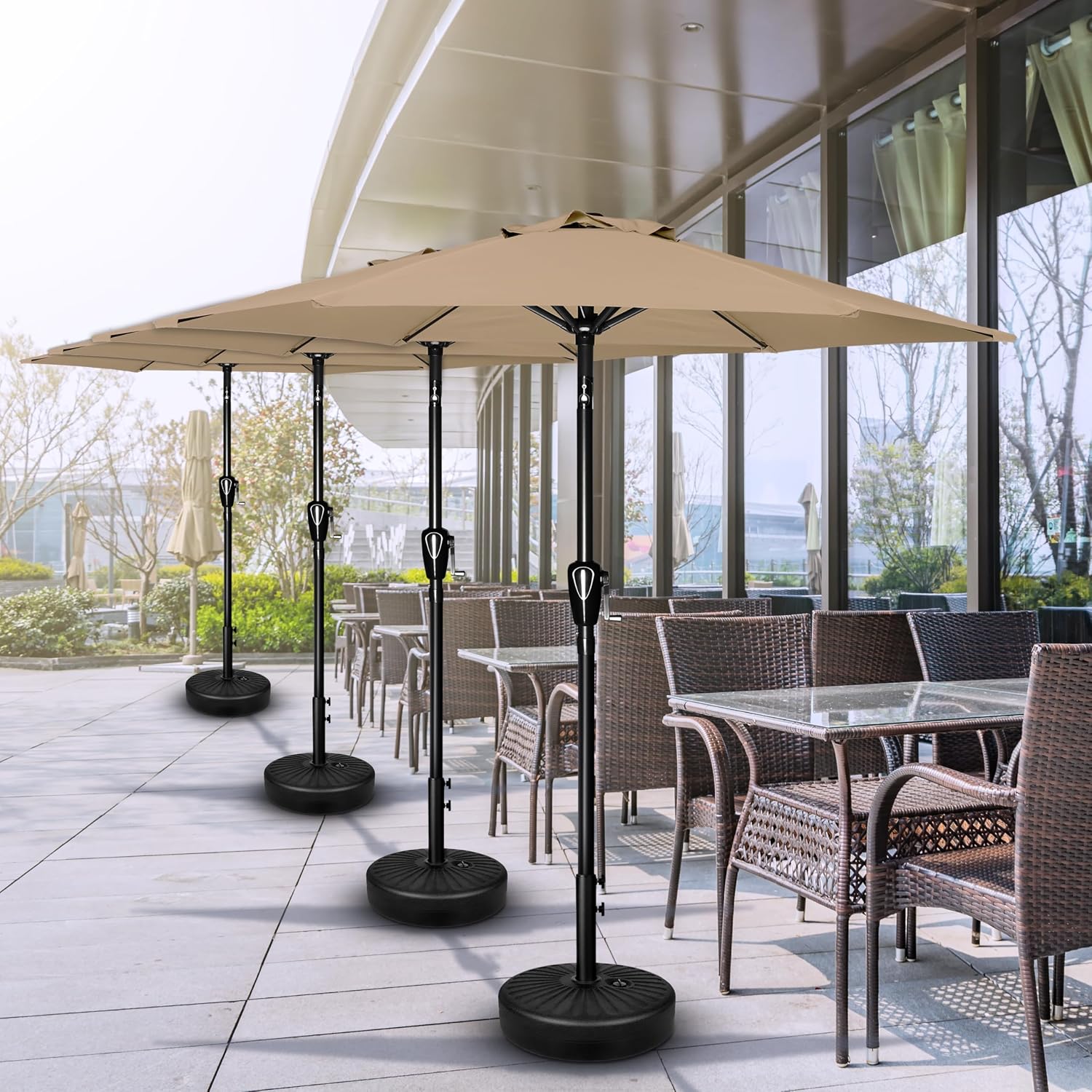 9' Patio Umbrella Outdoor Table Market Yard Umbrella with Push Button Tilt/Crank