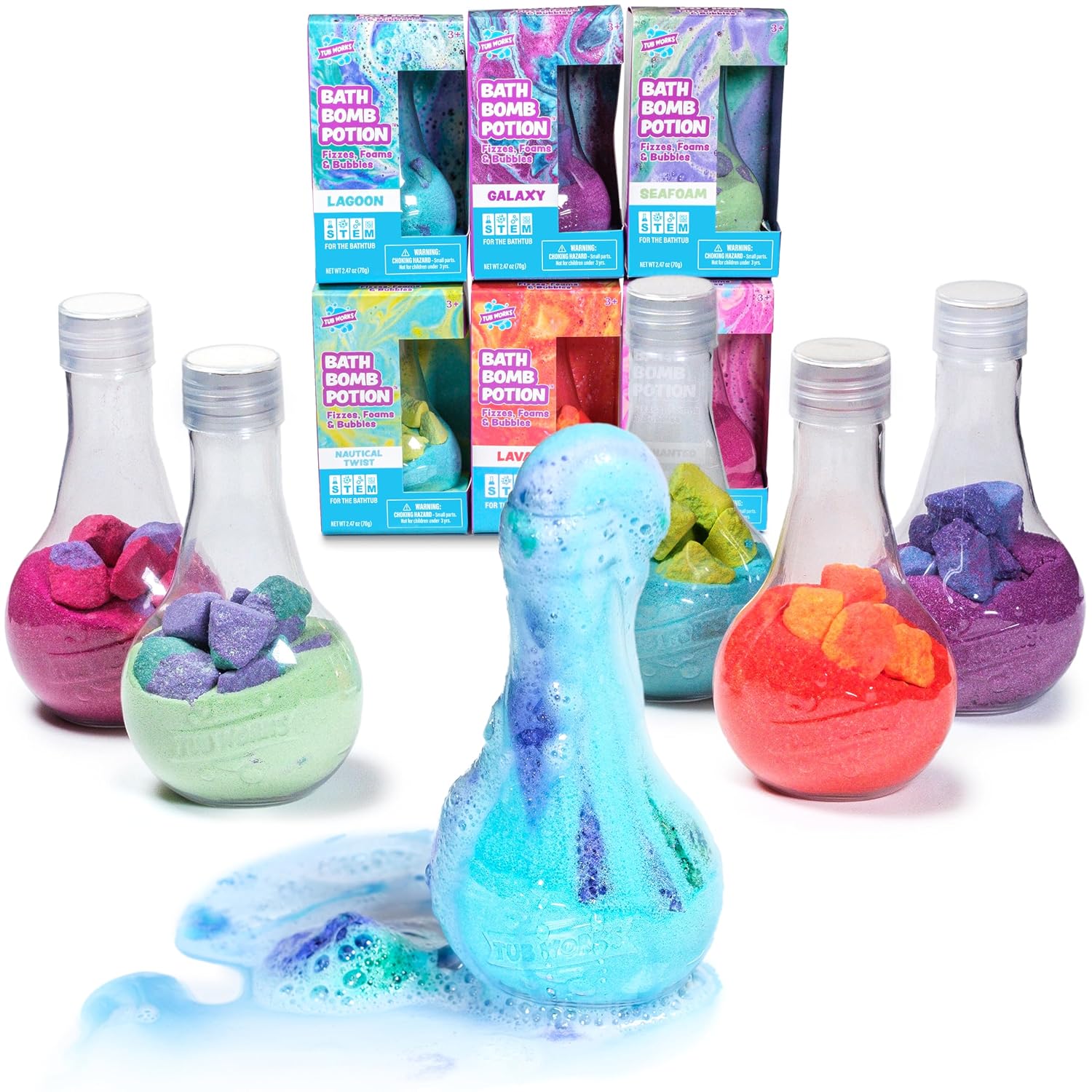 Kids Bath Bomb Potion Bath Toy, Variety 6 Pack | Nontoxic | Fizzes, Foams & Bubbles with an Eruption of Color |