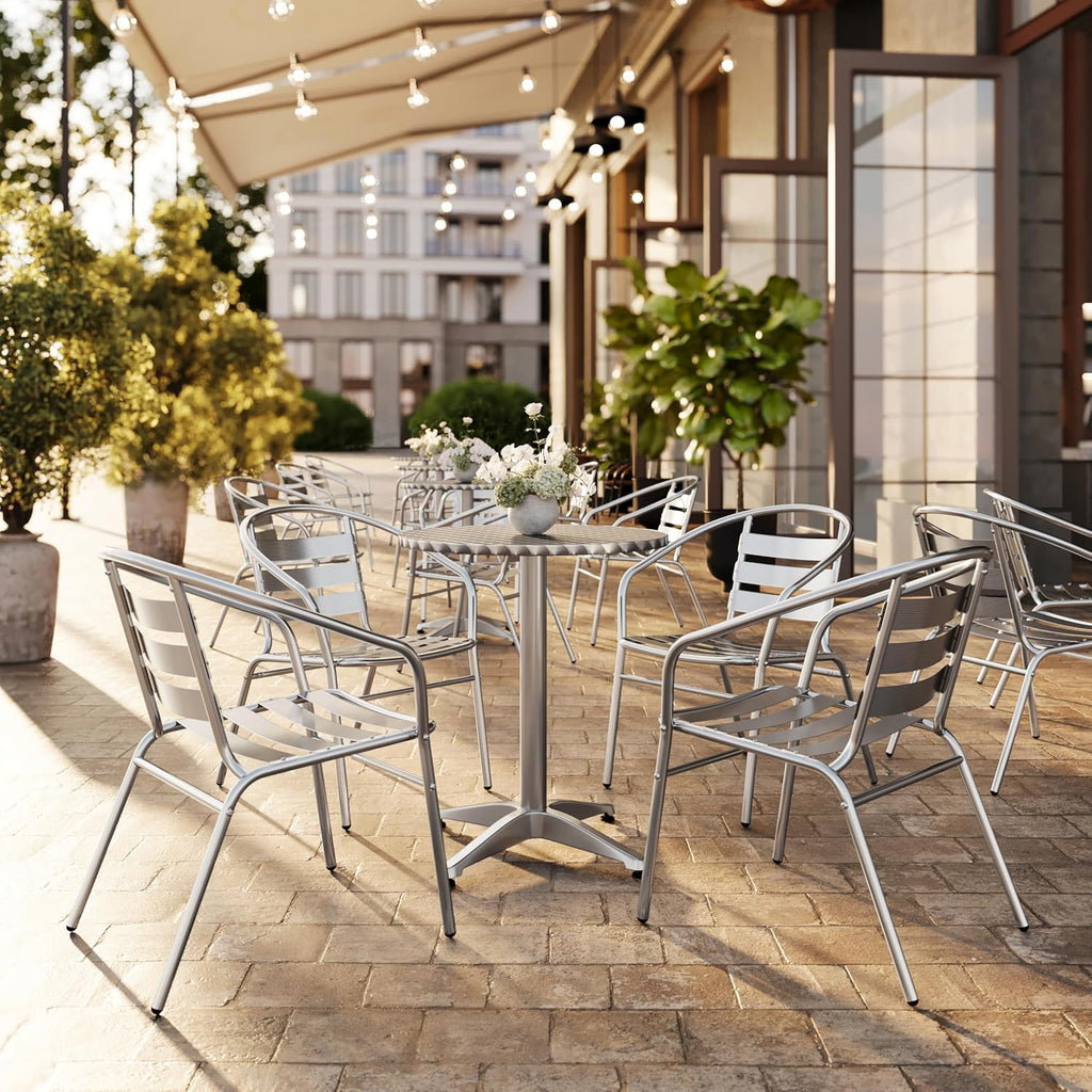 Commercial Aluminum Slat Back Indoor/Outdoor Stack Chair
