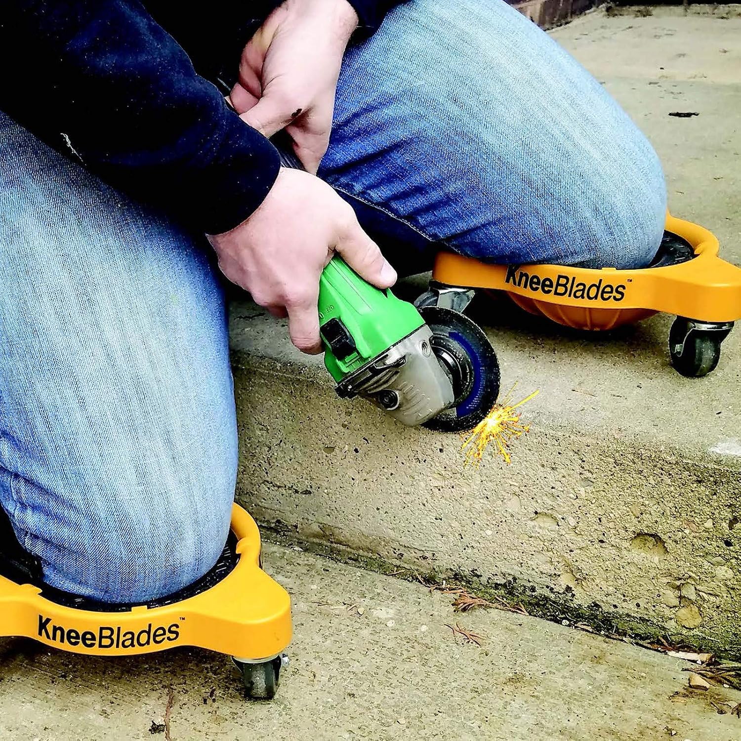 1603 Knee Blades-Durable Heavy-Duty Knee Pads with 3 Casters & Comfortable Gel Cushions for Unisex Adult, Full 360°