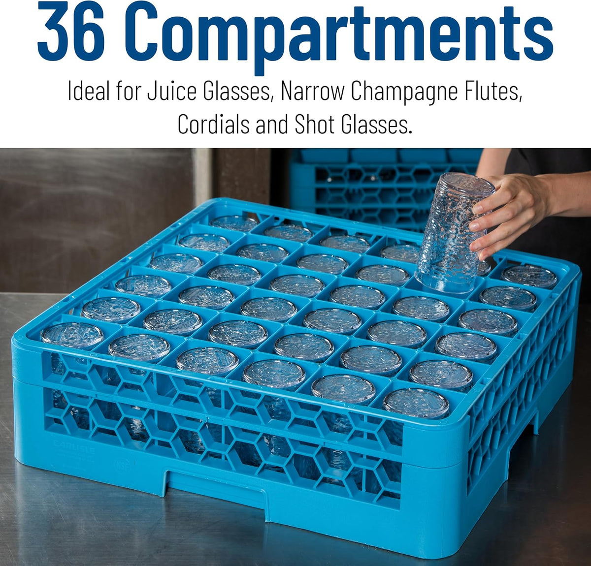 Carlisle Commercial Dishwasher Glass Rack, 36 Compartments, 1 Extender