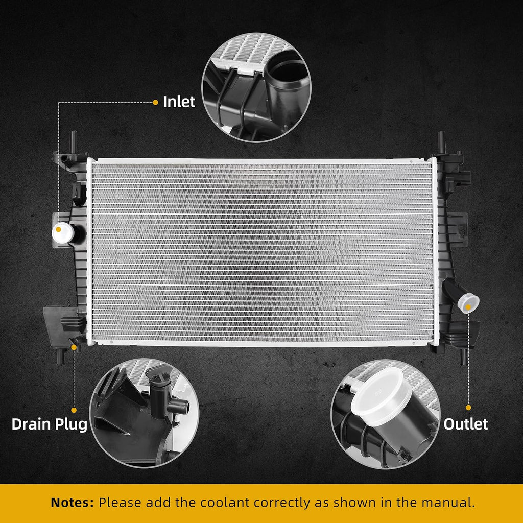 DWVO Radiator Complete Radiator Compatible with 2012-2018 Ford Focus S SE SEL Titanium Trend Electric L4 2.0L DWRD1075
