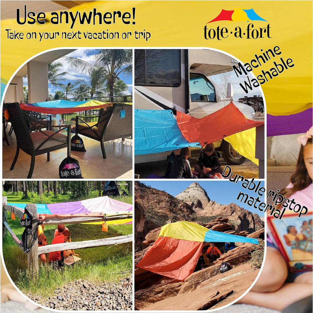 Tote a Fort Original XL Blanket Fort Building Kit - Portable Playhouse Play Tent Fort - Indoor & Outdoor Toy Set for