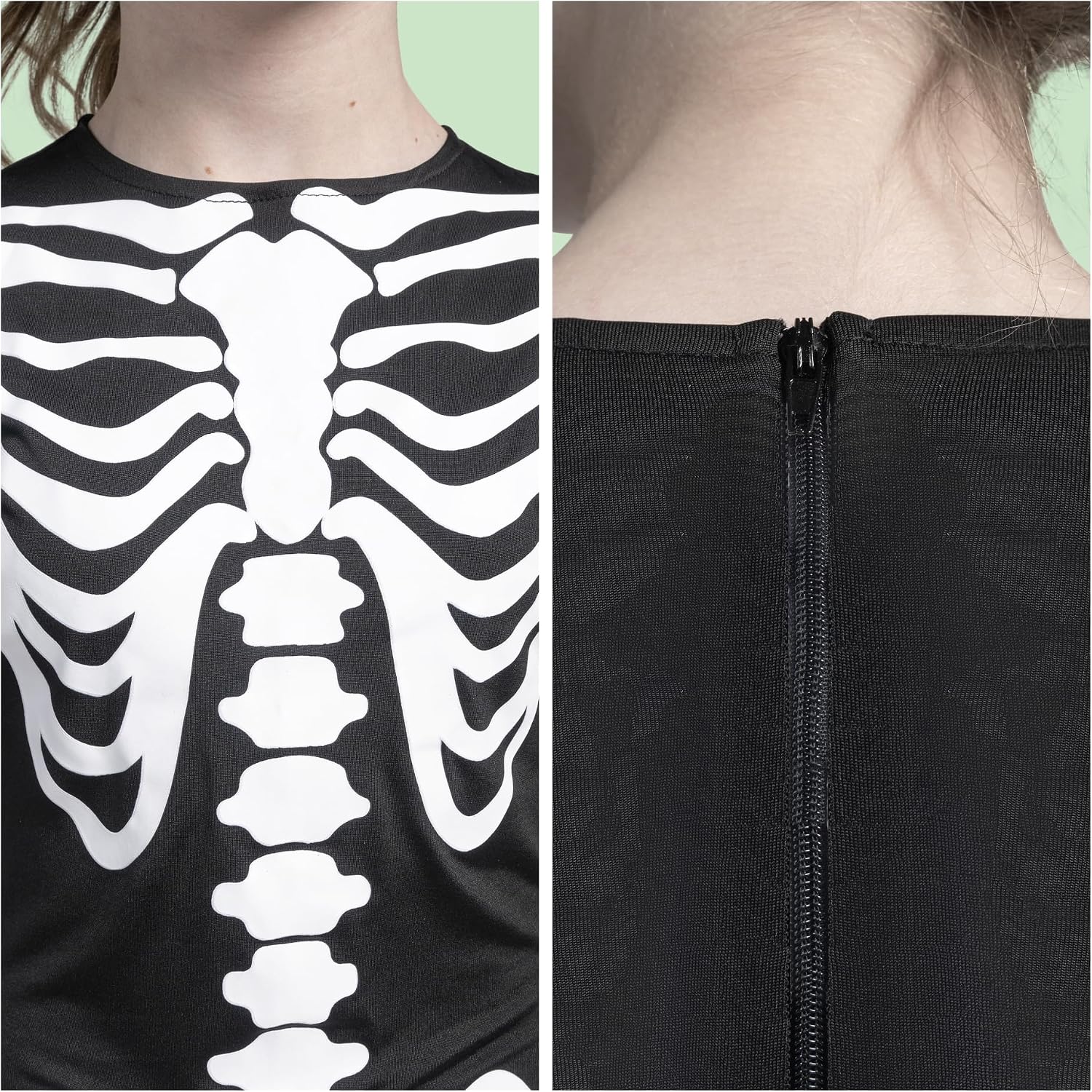 Halloween Kids Skeleton Costume, Unisex Glow in the Dark Skeleton Jumpsuit with Gloves for Boys, Girls