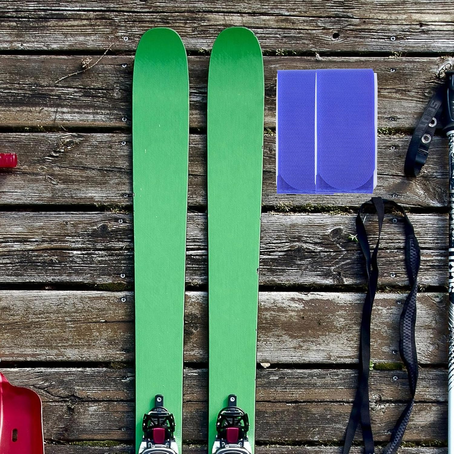 4pcs Lightweight Blue Nylon Skiing Board Fixing Band with Essential Carrying Tool for Ski and Snowboard, Sturdy Ski