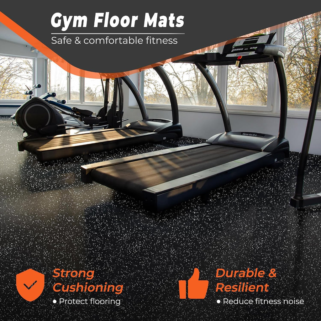 0.4'' Thick 12 Pcs 48 Sq Ft Rubber Top Exercise Equipment Mats, High Density EVA Foam Mats with Rubber Top
