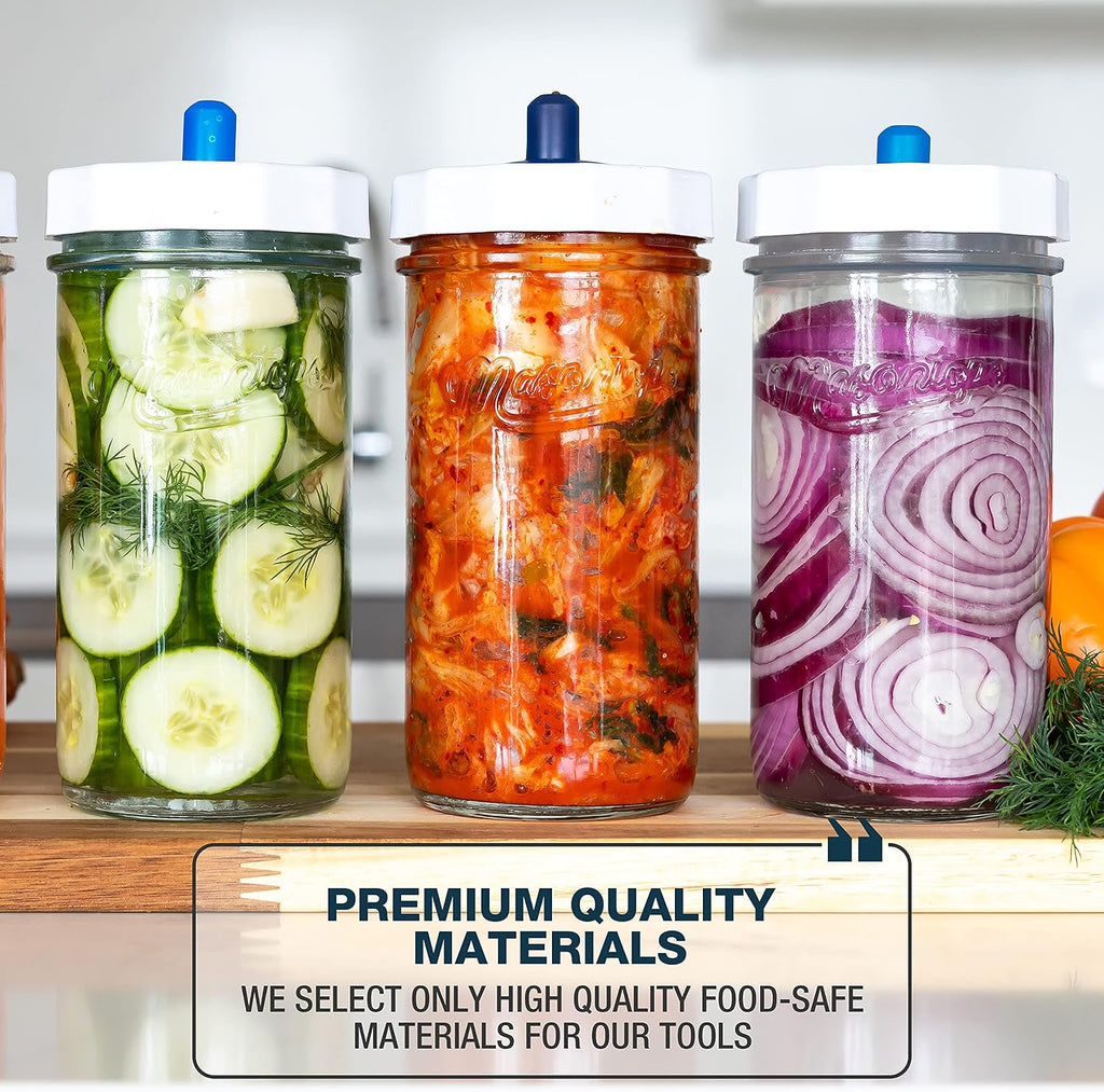 Fermentation Jar Starter Set, Easy Vegetable Fermentation Kit, Includes Mason Jar, Pickle Kit with Fermentation Lids