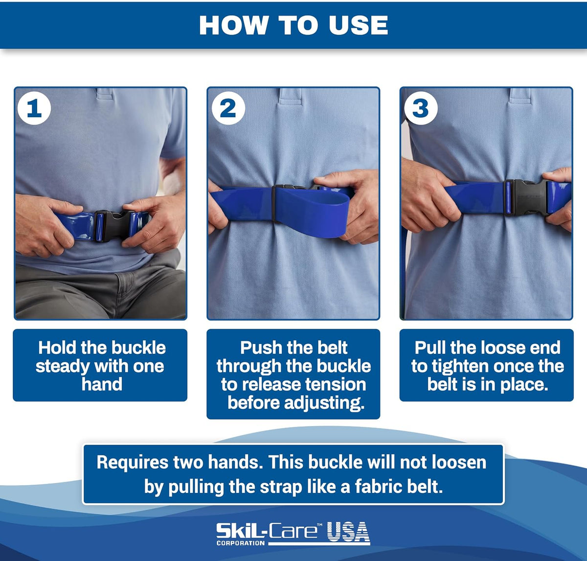 Skil-Care BioShield Gait Belt, Blue, 72"L, Liquid-Proof, Delrin Buckle