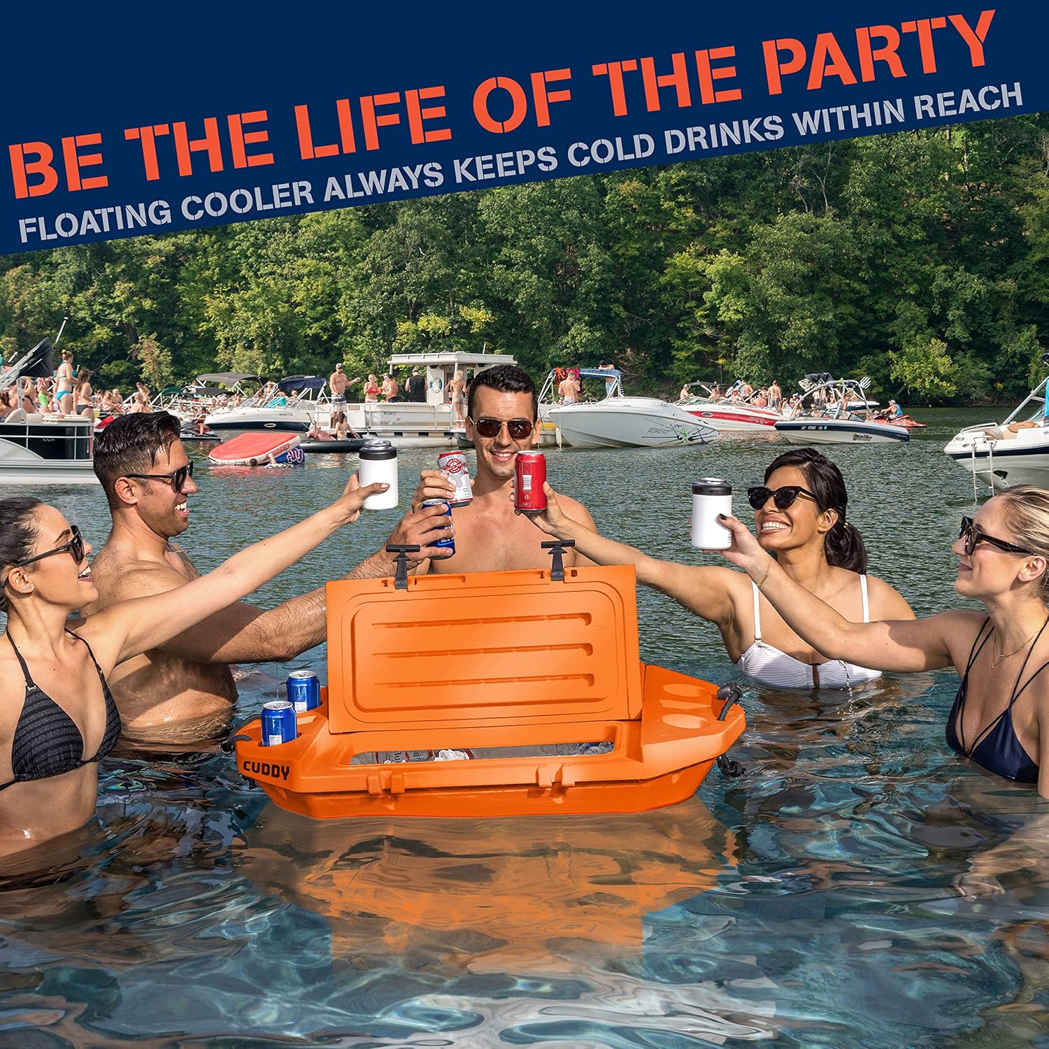 CUDDY Floating Cooler and Dry Storage Vessel for Land & Water – 40QT– Great for River, Beach, Kayak, Pool, & Lake