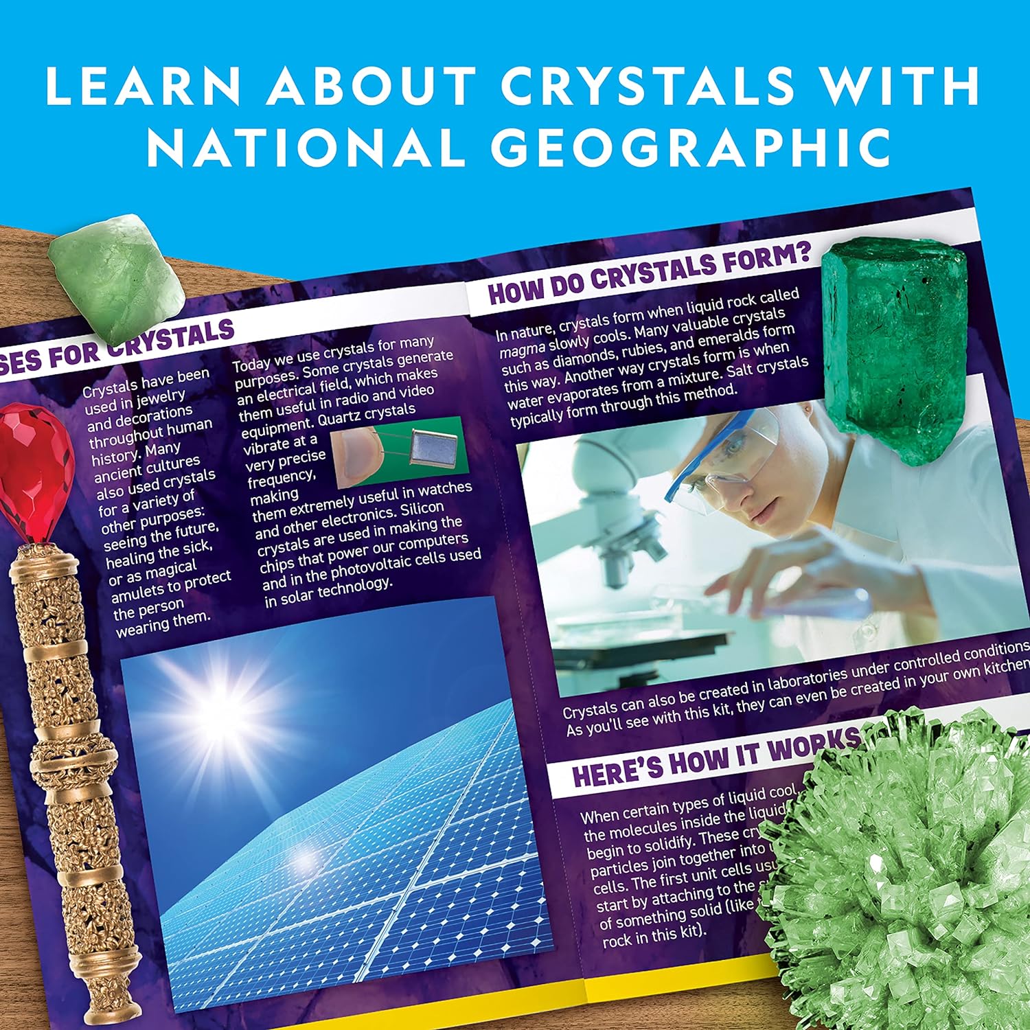 National Geographic Jumbo Glow-in-the-Dark Crystal Growing Kit for Kids | Grow a Giant Glow-in-the-Dark Crystal in