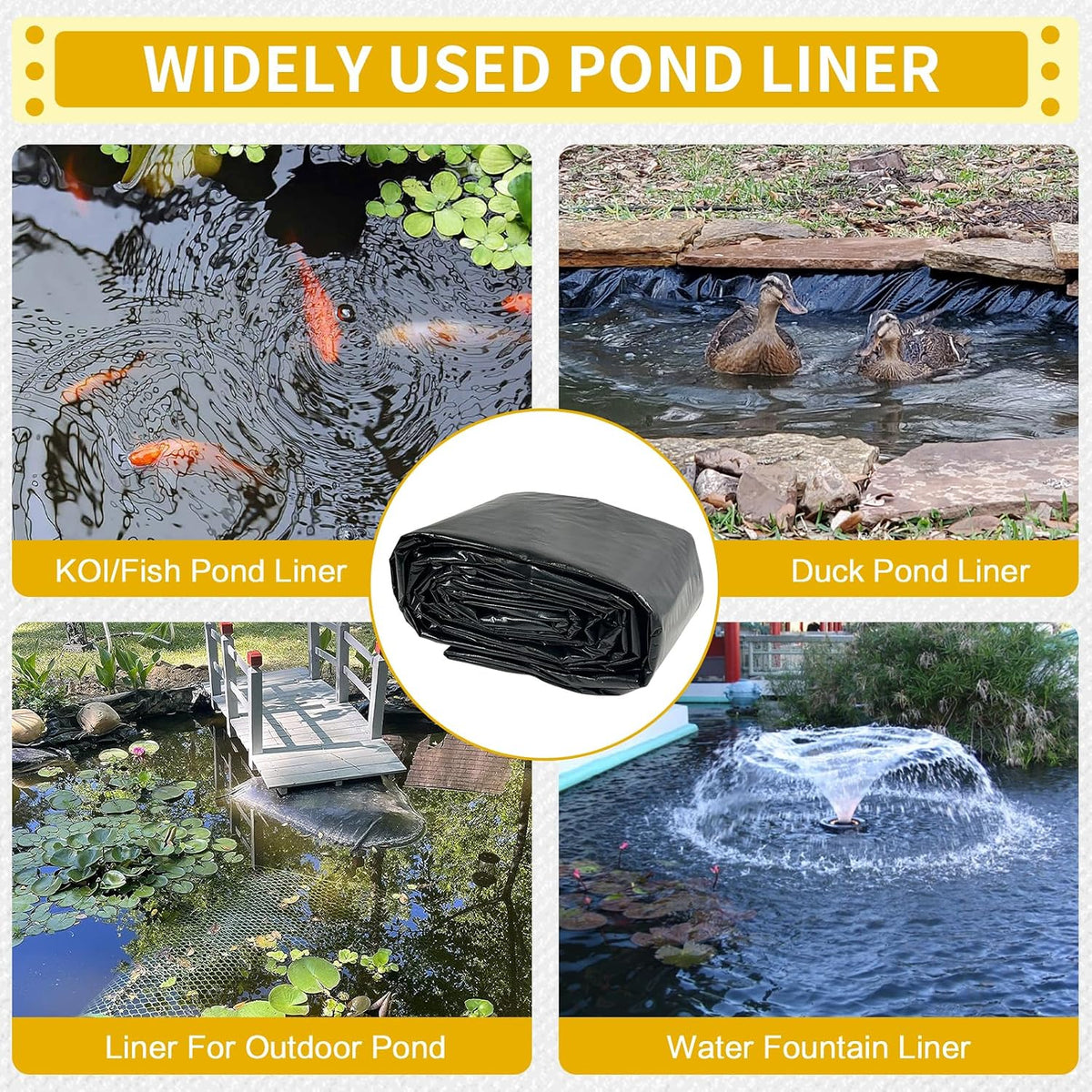 40X40FT Reinforced PE Pond Liner for Fish, Duck Outdoor Ponds(0.82oz/sq ft)