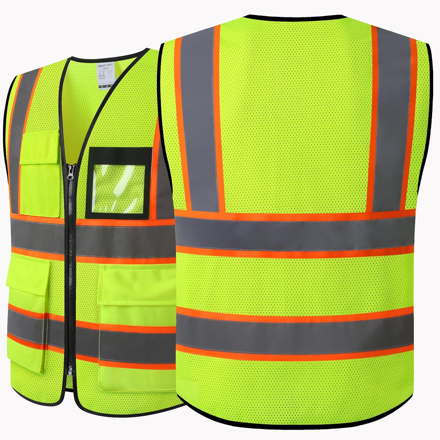 Reflective Safety Vest for Men Women Hi Vis Vest with 8 Pockets High Visibility Mesh Reflective Vest Meets ANSI/ISEA