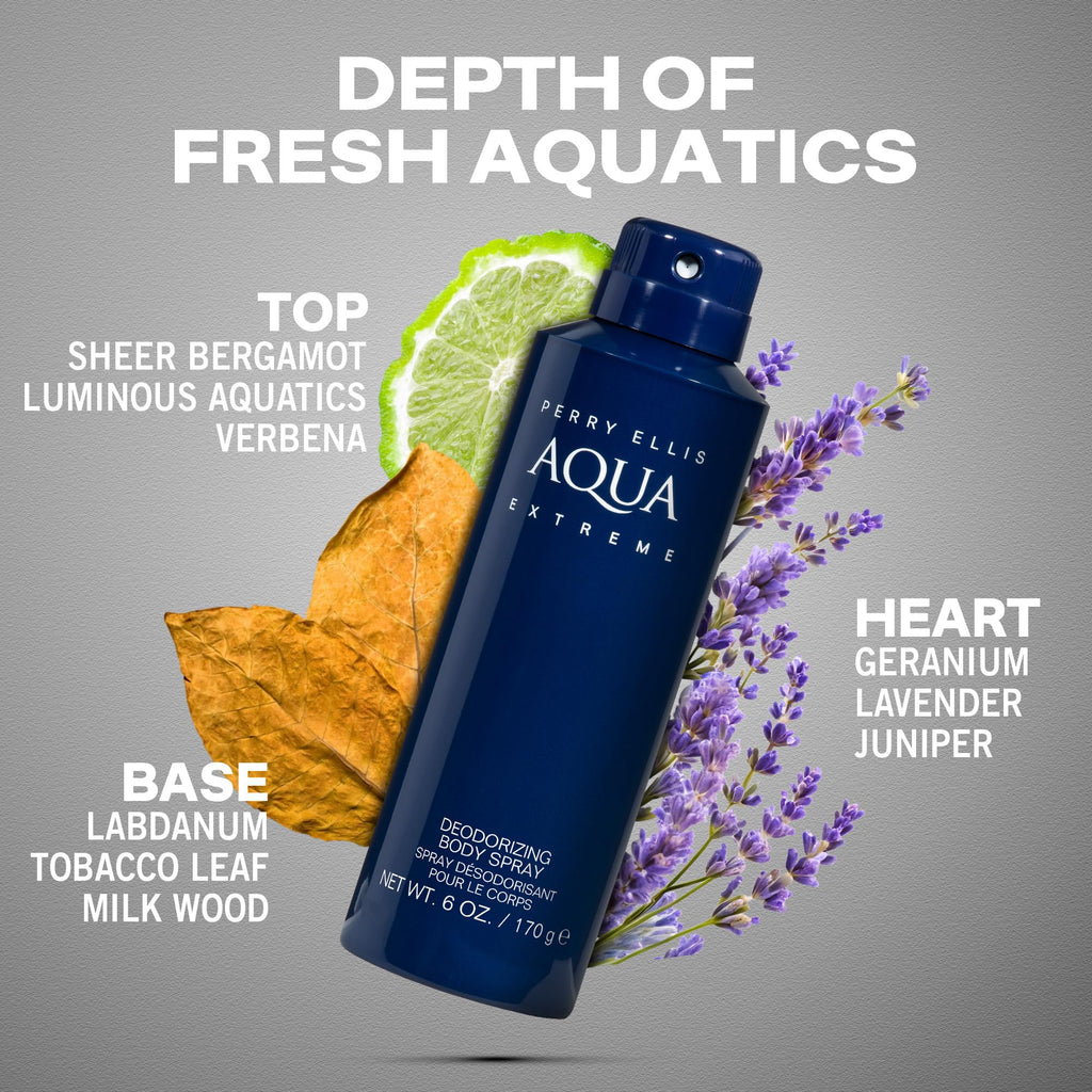 Aqua Extreme Body Spray for Men, Notes of Wood & Spice, 6 Oz