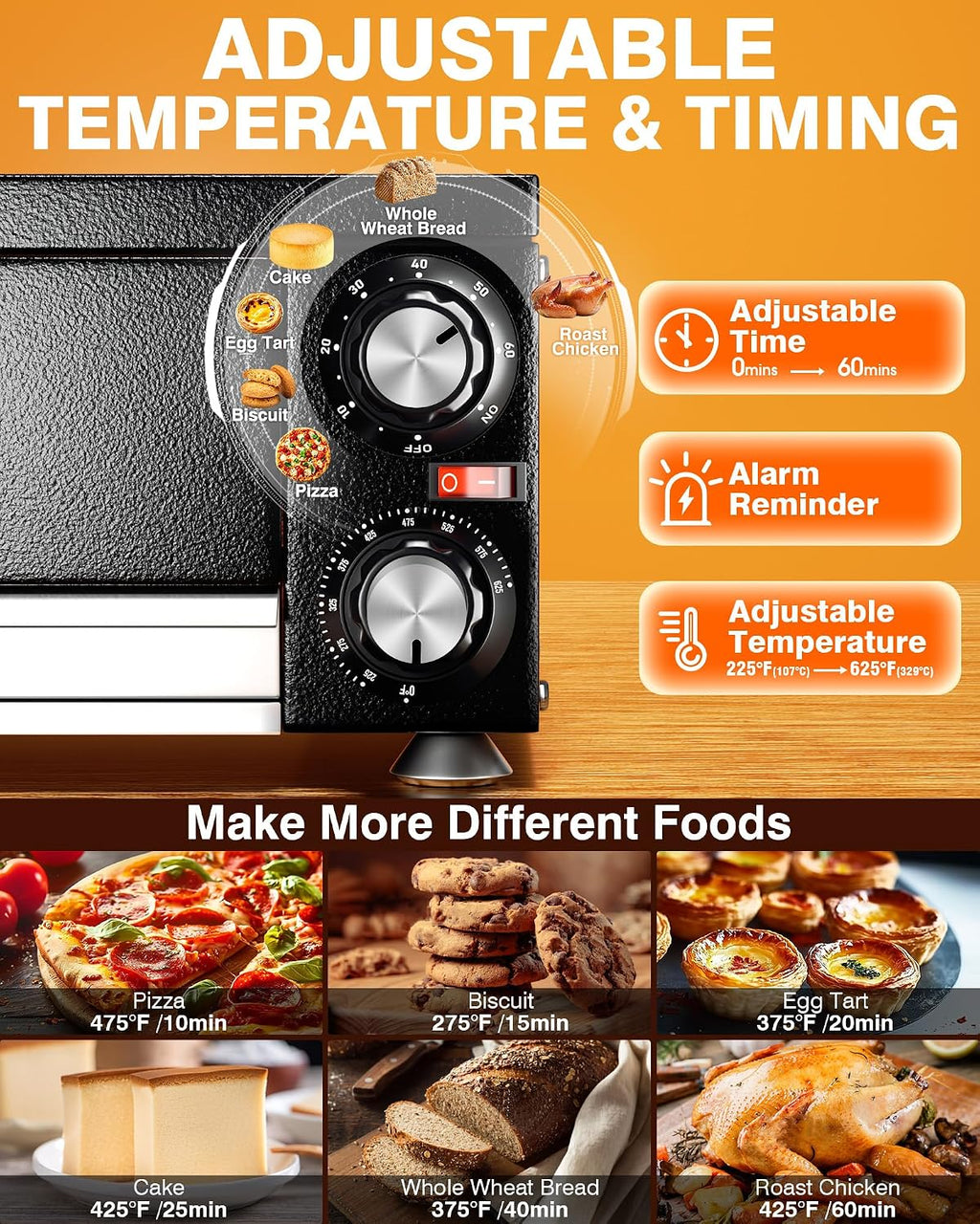 Electric Pizza Oven Indoor Countertop Pizza Oven Commercial Pizza Maker Machine for Home with Timer Stainless Steel
