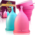 Talisi Menstrual Cups Set of 2 with Collapsible Silicone Foldable Sterilizing Cup - Tampon and Pad Alternative