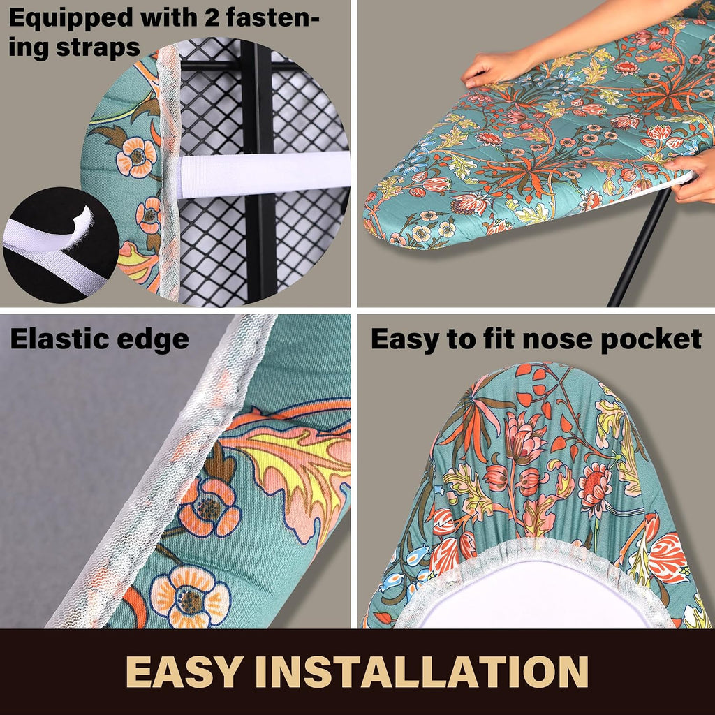 Ironing Board Cover and Pad,15"x54",Elastic Edge,Easy Fit | Cotton, Triple-layer heat reflection cuts time. Durable &