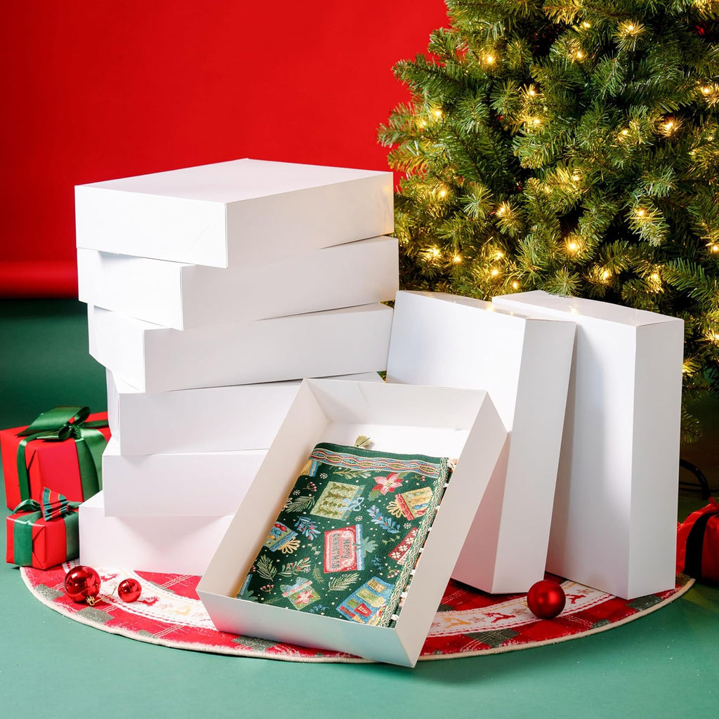 12PCS 17" x 13" x 4" Christmas Large Gift Boxes with Lids for Presents, Xmas Holiday Birthday Shirt Clothing Gift