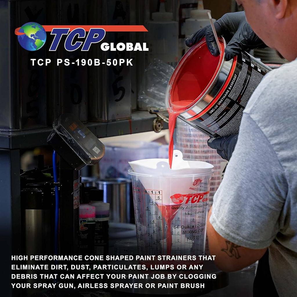 TCP Global - 190 Micron Filter Tips Ultra-Fine Paint Strainer (50 Pack)