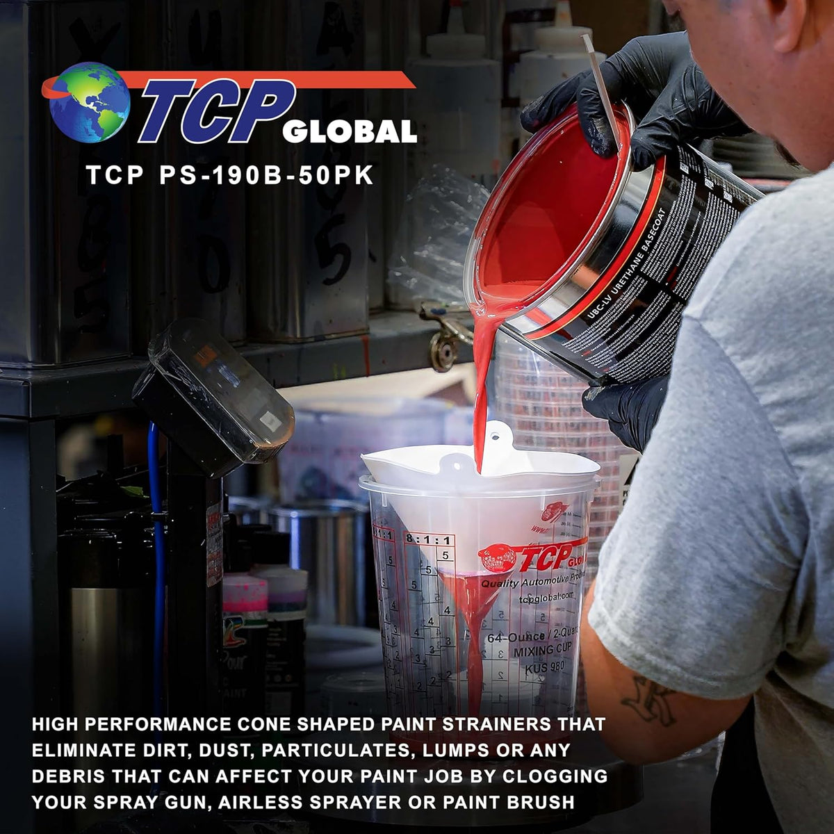 TCP Global - 190 Micron Filter Tips Ultra-Fine Paint Strainer (50 Pack)