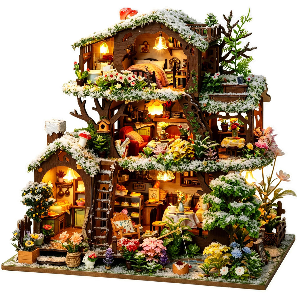 DIY Miniature House Kit for Adults Mini House Snow Tree House