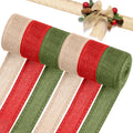 6 Rolls 33 Yards Christmas Burlap Ribbon, 1.5''