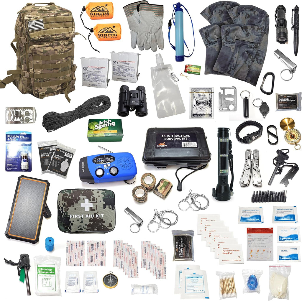 Sirius: Pre-Packed Bug Out Bag - 72 Hour Kit for 2 People - Bugout Backpack Survival Kit - Premium 50L Go Bag