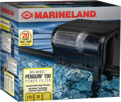 Bio-Wheel Penguin 150 GPH Power Aquarium Filter, Ultra-Quiet Hang-On-Back Fish Tank Filter with Multi-Stage
