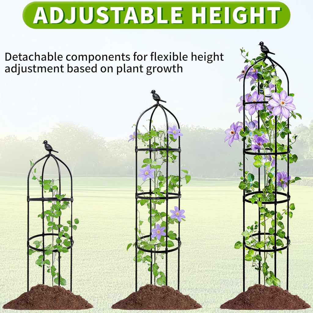 2-Pack 6FT Garden Obelisk Trellis for Climbing Plants,Adjustable 4-Tier Metal Plant Support,Rustproof Outdoor Plant