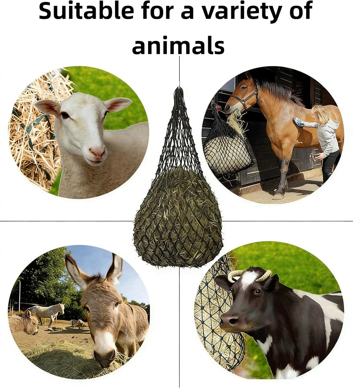 Ultra Slow Feed 2"x2" Holes 40” Hay Net for Horses and livestocks,Strong Load-Bearing Hay Bag Hanging for Horse