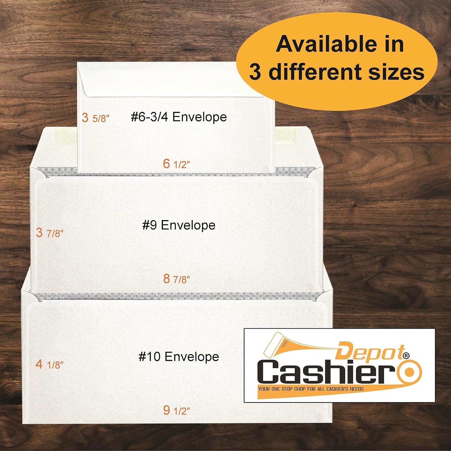 100 Cashier Depot - #10 Business Envelopes with Left Window, 4 1/8 x 9 1/2 Inches, 24lb White Wove, Security Tinted