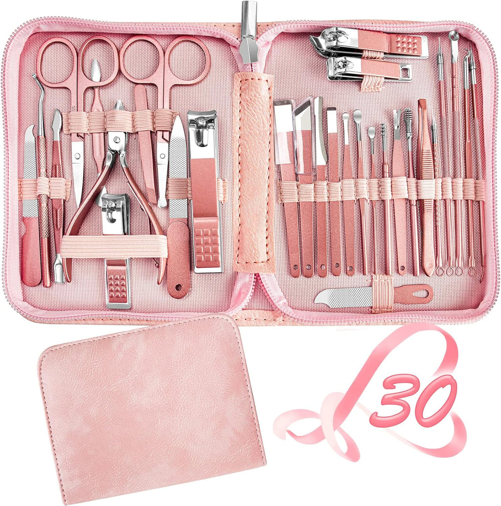 Manicure Set 30 in 1 Nail Clipper set, REDFLOW nail clippers, fingernail & toenail clippers, Manicure Tools, pedicure